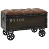 Image de Banc de rangement Bois massif et similicuir 80,5x41x50 cm