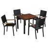 Image de Ensemble à manger d extérieur 5 pcs Rotin et bois d acacia Noir