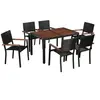 Image de Mobilier d'extérieur 7 pcs Résine tressée et bois d'acacia Noir