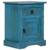 Image de Table de chevet Bois de manguier massif 40 x 30 x 50 cm Bleu