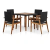 Image de Mobilier à dîner de jardin 5 pcs Résine tressée Noir et marron