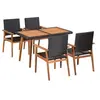 Image de Ensemble à manger d extérieur 5 pcs Résine tressée Noir marron