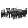 Image de Salon de jardin noir 9 pieces 8 personnes 190 x 90 x 75 cm resine tressee