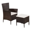 Image de Chaise et tabouret d extérieur et coussins Résine tressée Brun