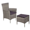 Image de Chaise et tabouret d extérieur et coussins Résine tressée Gris