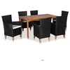 Image de Ensemble à manger d extérieur 7 pcs Résine tressée Noir marron