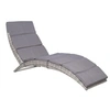 Image de Chaise longue pliable avec coussin Résine tressée Gris