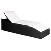 Image de Chaise longue avec coussin Résine tressée Noir