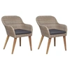 Image de Chaises d extérieur et coussins lot de 2 Résine tressée Marron