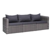 Image de Meuble de jardin 3 pcs avec coussins Gris Résine tressée