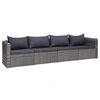 Image de Meuble de jardin 4 pcs avec coussins Gris Résine tressée