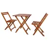 Image de Salon de jardin marron 3 pieces bois massif 60.0 x 60 x 73 cm 2 personnes