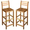 Image de Lot de 2 chaise de bar H. 110 cm non pliable interieur en bois massif marron