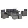 Image de Salon de jardin 6 pcs avec coussins résine tressée gris