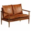 Image de Canapé à 2 places Cuir véritable avec bois d'acacia Marron