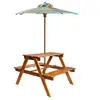Image de Table à pique nique et parasol enfants 79x90x60cm Acacia solide