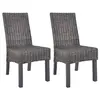 Image de 2x Chaise de Salle à Manger Rotin Kubu Bois de Manguier Dîner Cuisine