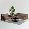 Image de Canape droit 3 places en polyester marron 76 x 139 x 76 cm