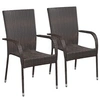 Image de Chaises empilables d extérieur lot de 2 Résine tressée Marron