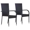 Image de Chaises empilables d extérieur lot de 2 Résine tressée Noir