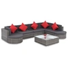 Image de Salon de jardin 8 pcs avec coussins Résine tressée Gris