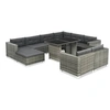 Image de Salon de jardin 10 pcs avec coussins Résine tressée Gris