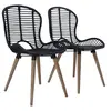 Image de Lot de 2 chaise en rotin non pliable H. 85 cm interieur noir