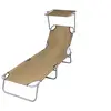 Image de Chaise longue marron en acier H. 27 cm L. 189 cm non empilable pliable