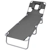 Image de Chaise longue en acier L. 189 cm H. 27 cm gris non empilable pliable