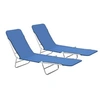Image de Chaises longues pliables lot de 2 Acier et tissu Bleu44299