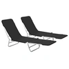Image de Chaises longues pliables lot de 2 Acier et tissu Noir