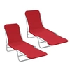Image de Chaises longues pliables 2 pcs Acier et tissu Rouge