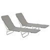 Image de Chaises longues pliables lot de 2 Acier et tissu Gris