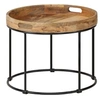 Image de Table basse Bois de manguier massif et acier 50 x 40 cm