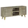Image de Tv-meubel 110x30x48 cm massief mangohout met messing grijs246681