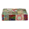 Image de Pouf carré en coton fait à la main 50 x 50 x 12 cm Vert