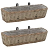 Image de Jardinière de balcon 2 pcs Osier avec doublure en PE 60 cm