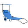 Image de Chaise longue L. 63 cm H. 55 cm bleu en acier non empilable pliable