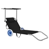 Image de Chaise longue en acier L. 63 cm noir H. 55 cm non empilable pliable