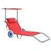 Image de Chaise longue rouge en acier H. 55 cm L. 146 cm non empilable pliable