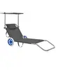 Image de Chaise longue H. 55 cm en acier L. 63 cm gris non empilable pliable
