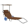 Image de Chaise longue marron H. 55 cm L. 63 cm en acier non empilable pliable