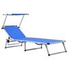 Image de Lot de 1 chaise longue GENERIQUE en acier H. 25.5 cm bleu L. 186 cm non empilable pliable