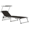 Image de Chaise longue en aluminium H. 25.5 cm L. 186 cm noir non empilable pliable