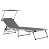 Image de Chaise longue gris H. 25.5 cm L. 186 cm en aluminium non empilable pliable