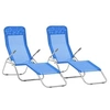 Image de Chaises longues pliables 2 pcs Textilène Bleu