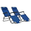 Image de Chaises longues pliables 2 pcs avec repose pied Acier Bleu