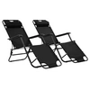 Image de Chaises longues pliables 2 pcs avec repose pied Acier Noir