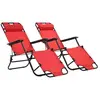 Image de Chaises longues pliables 2 pcs avec repose-pied Acier Rouge44344