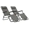 Image de Chaises longues pliables 2 pcs avec repose pied Acier Gris